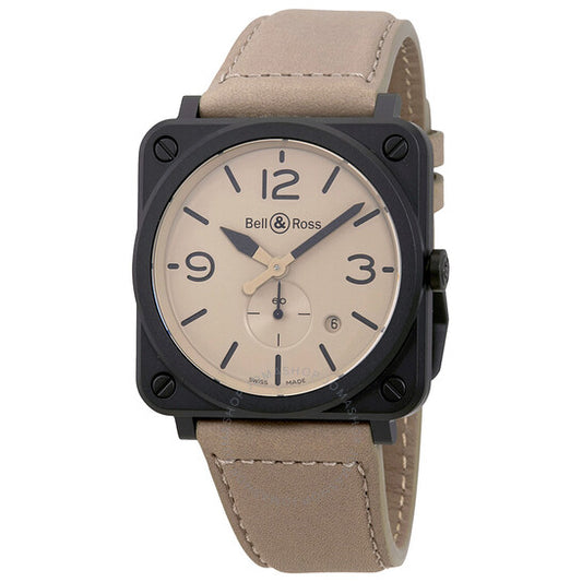 Bell And Ross, Aviatio Desert Type Beige Dial Men's Watch BRS-DESERT-CEM