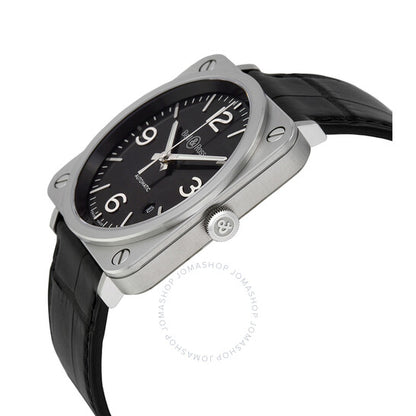 Bell And Ross, Aviation Automatic Black Dial Black Leather Men's Watch