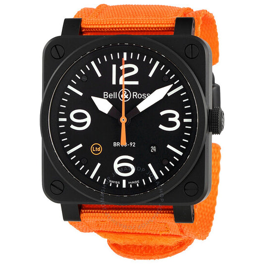 ساعة بيل آند روس، أوتوماتيكية للطيران، للرجال، بمينا أسود