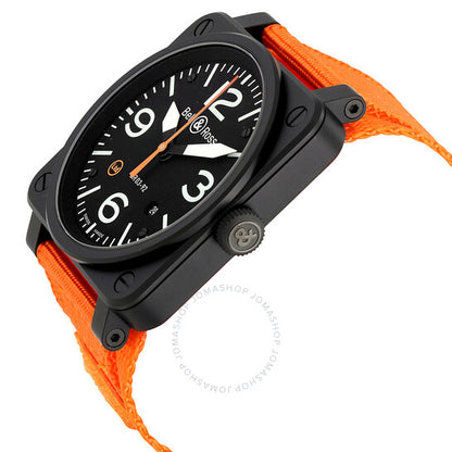 ساعة بيل آند روس، أوتوماتيكية للطيران، للرجال، بمينا أسود