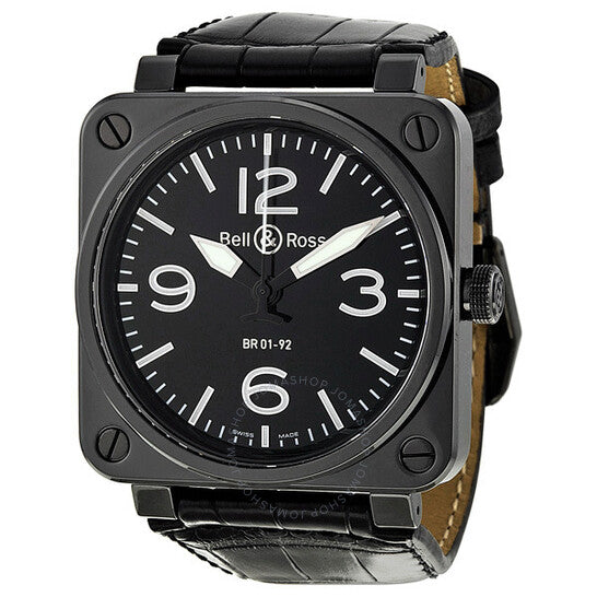 Bell And Ross, Aviation Automatic Black Dial Men's Watch BR0192-BL-CER-SCR