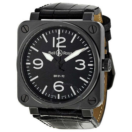 Bell And Ross, Aviation Automatic Black Dial Men's Watch BR0192-BL-CER-SCR