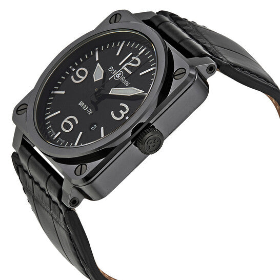 ساعة بيل آند روس أوتوماتيكية للرجال بمينا أسود BR0392-CE-BLP-SCR