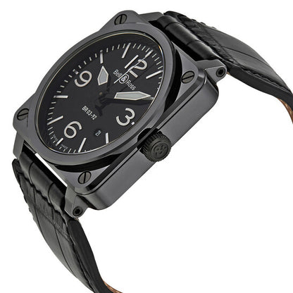 ساعة بيل آند روس أوتوماتيكية للرجال بمينا أسود BR0392-CE-BLP-SCR