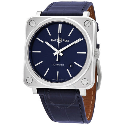 ساعة بيل آند روس الأوتوماتيكية للرجال ذات الميناء الأزرق