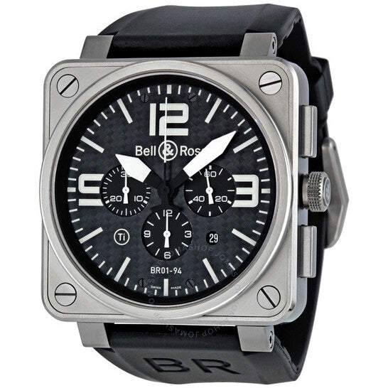 Bell And Ross, Aviation Black Carbon Fiber Dial Titanium Men's Watch