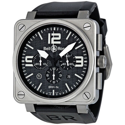 Bell And Ross, Aviation Black Carbon Fiber Dial Titanium Men's Watch