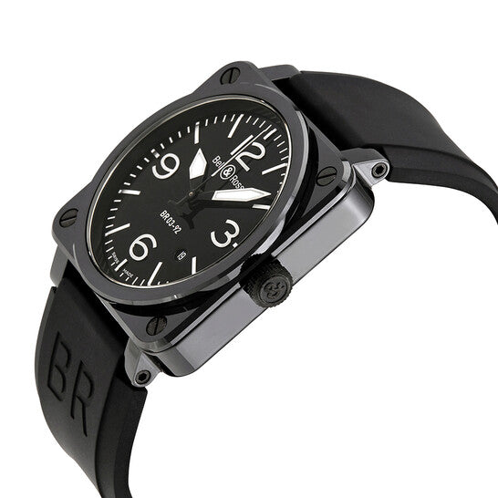 ساعة بيل آند روس الأوتوماتيكية للرجال، بمينا أسود، بتصميم الطيران