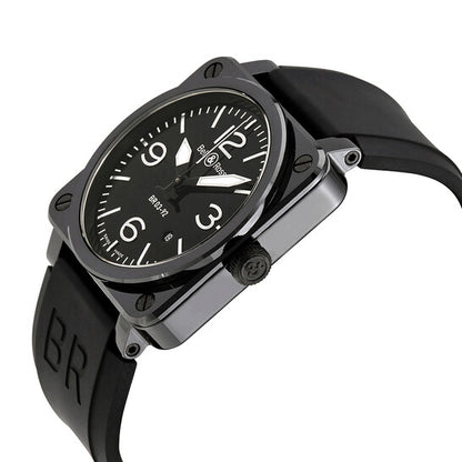 ساعة بيل آند روس الأوتوماتيكية للرجال، بمينا أسود، بتصميم الطيران