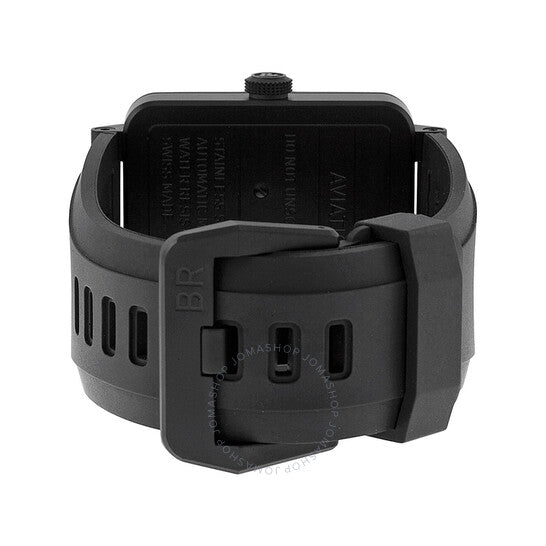 ساعة بيل آند روس للرجال، مينا سوداء، مطاط أسود، بتصميم طيران