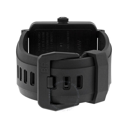 ساعة بيل آند روس للرجال، مينا سوداء، مطاط أسود، بتصميم طيران