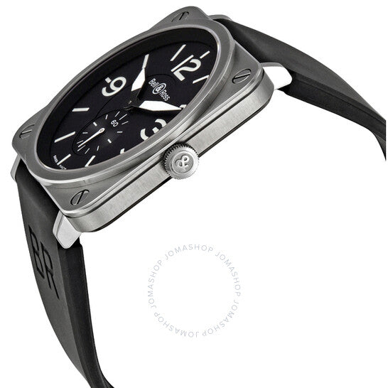 Bell And Ross, Aviation Black Dial Black Rubber Men's Watch BRS-BL-ST-SRB