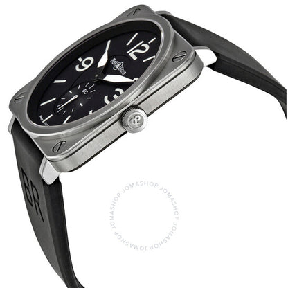 Bell And Ross, Aviation Black Dial Black Rubber Men's Watch BRS-BL-ST-SRB