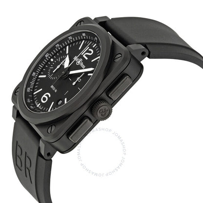 ساعة بيل آند روس كرونوغراف للرجال بمينا أسود وسوار من الجلد