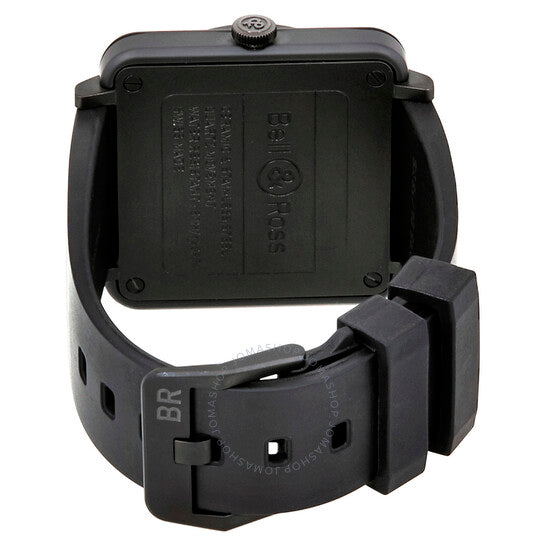 ساعة بيل آند روس للرجال، مصنوعة من المطاط، بمينا أسود، بتصميم طيران