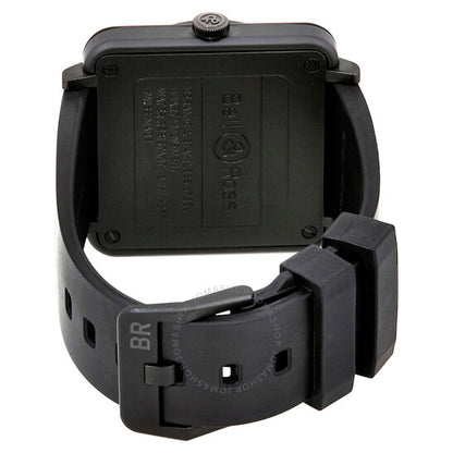 ساعة بيل آند روس للرجال، مصنوعة من المطاط، بمينا أسود، بتصميم طيران