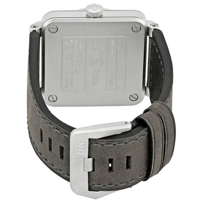 ساعة بيل آند روس أوتوماتيكية للرجال بمينا رمادية اللون