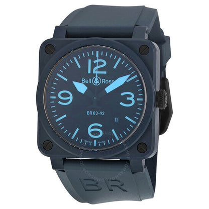 Bell And Ross, Black Dial Automatic Blue Rubber Men's Watch BR0392-CREAM-BLUE