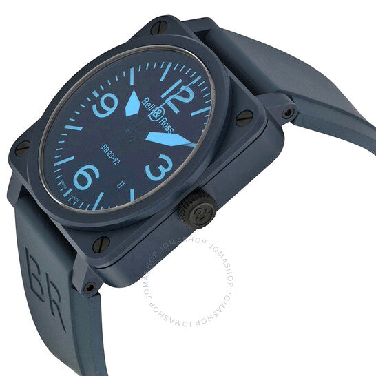Bell And Ross, Black Dial Automatic Blue Rubber Men's Watch BR0392-CREAM-BLUE