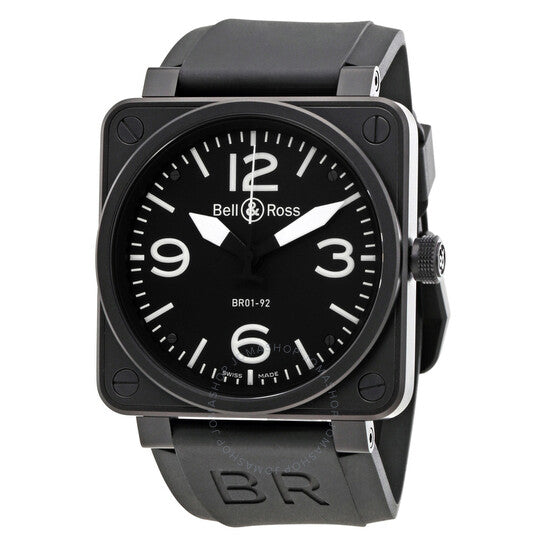 ساعة بيل آند روس للرجال، مينا سوداء، مصنوعة من الفولاذ المقاوم للصدأ