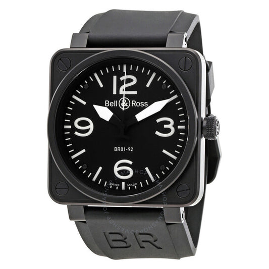 ساعة بيل آند روس للرجال، مينا سوداء، مصنوعة من الفولاذ المقاوم للصدأ