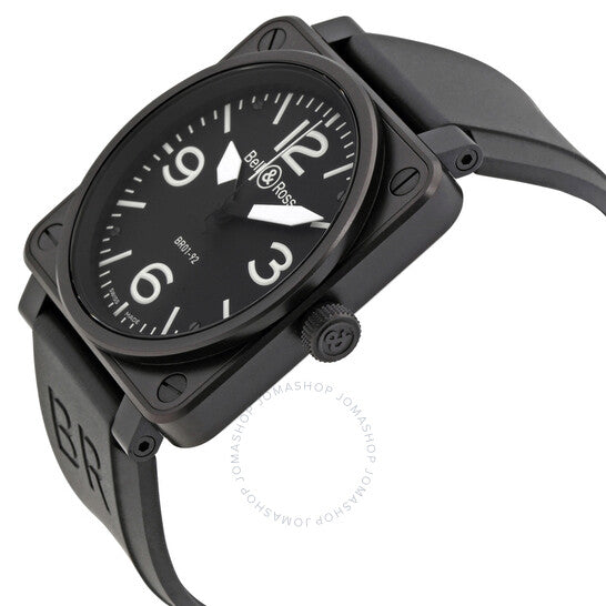 ساعة بيل آند روس للرجال، مينا سوداء، مصنوعة من الفولاذ المقاوم للصدأ