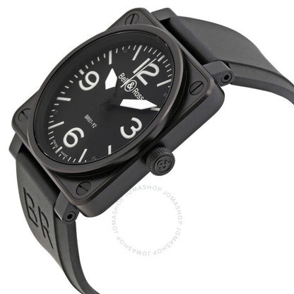 ساعة بيل آند روس للرجال، مينا سوداء، مصنوعة من الفولاذ المقاوم للصدأ