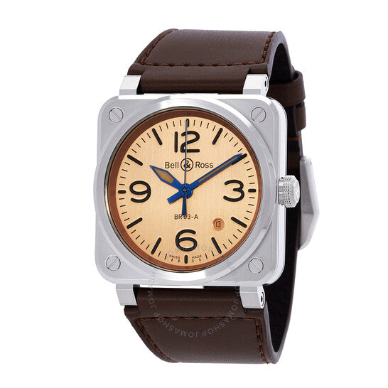 ساعة بيل آند روس BR 03 أوتوماتيكية للرجال بمينا نحاسي