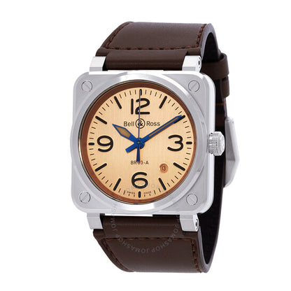 ساعة بيل آند روس BR 03 أوتوماتيكية للرجال بمينا نحاسي