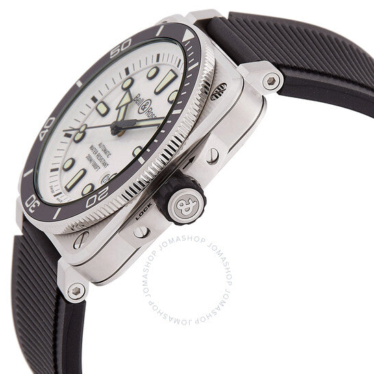 ساعة بيل آند روس BR-03 دايفر أوتوماتيكية للرجال بمينا أبيض