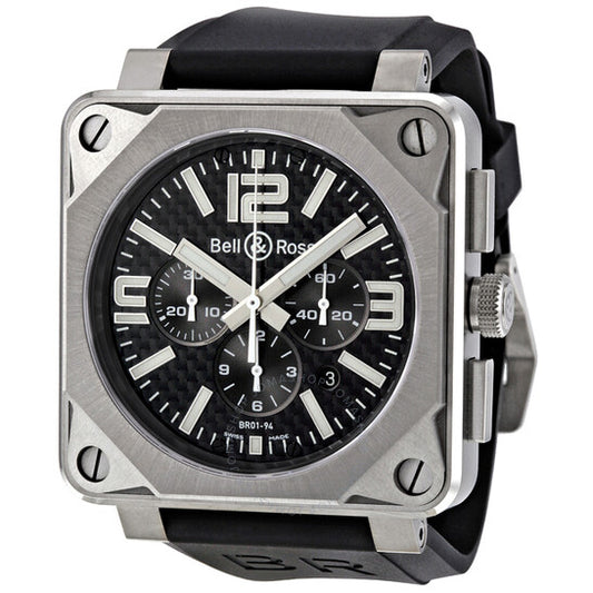 Bell And Ross, Chronograph Automatic Black Carbon Fiber Black Rubber Men's Watch