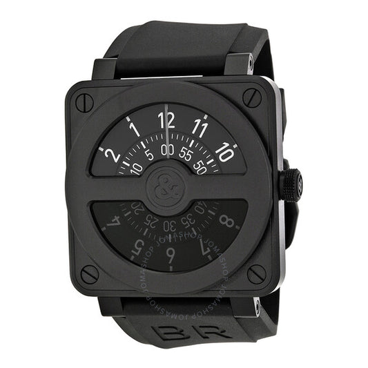 Bell And Ross, Compass Black Dial and Black Rubber Strap Men's Watch BR01-92-COMCARBN