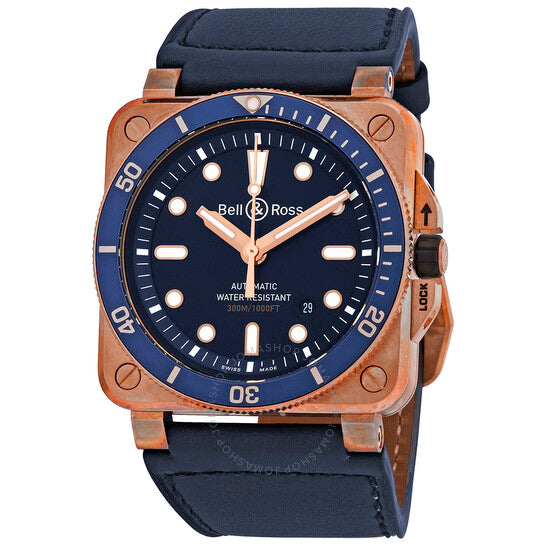 ساعة بيل آند روس دايفر أوتوماتيكية للرجال بمينا أزرق