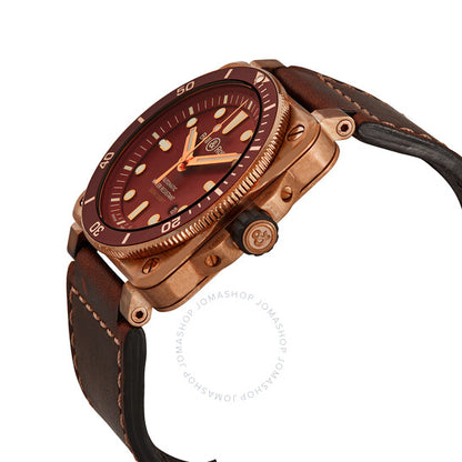 ساعة بيل آند روس دايفر أوتوماتيكية للرجال بمينا أحمر