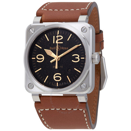 ساعة بيل آند روس جولدن هيريتيج أوتوماتيكية للرجال بمينا أسود