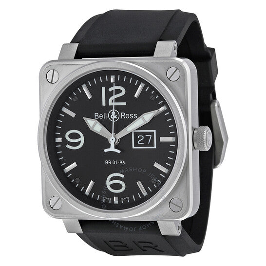 Bell And Ross, Grande Date Black Dial Black Rubber Men's Watch