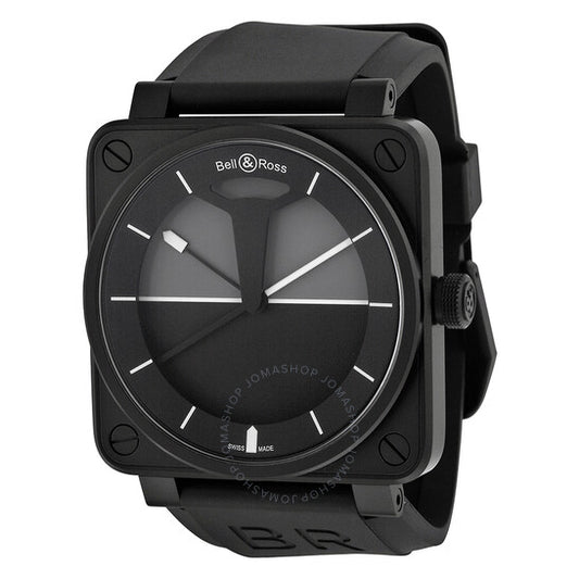 ساعة بيل آند روس هورايزون أوتوماتيكية للرجال بمينا أسود ورمادي