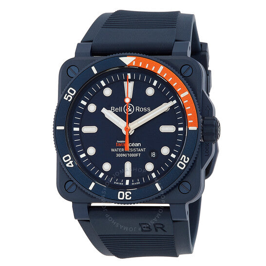 ساعة بيل آند روس إنسترومنتس أوتوماتيكية للرجال بمينا أزرق