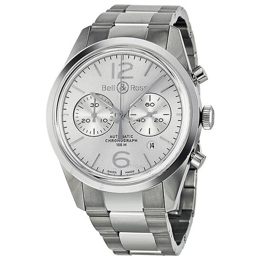 Bell And Ross, Officer Automatic Chronograph Silver Dial Men's Watch BR126-WH-ST-SS