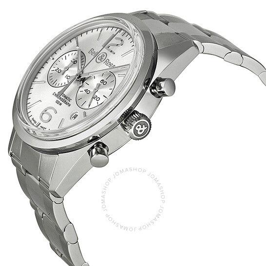Bell And Ross, Officer Automatic Chronograph Silver Dial Men's Watch BR126-WH-ST-SS