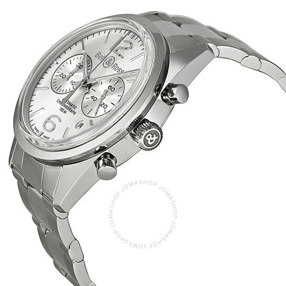 Bell And Ross, Officer Automatic Chronograph Silver Dial Men's Watch BR126-WH-ST-SS