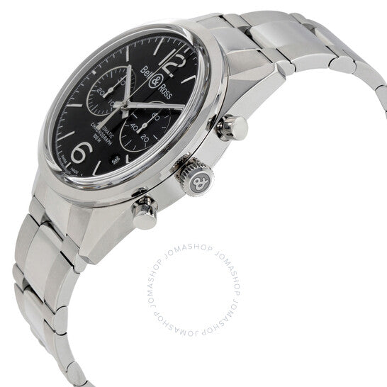 ساعة بيل آند روس كرونوغراف أوفيشر للرجال بمينا أسود BR126-OFFICER-SSB