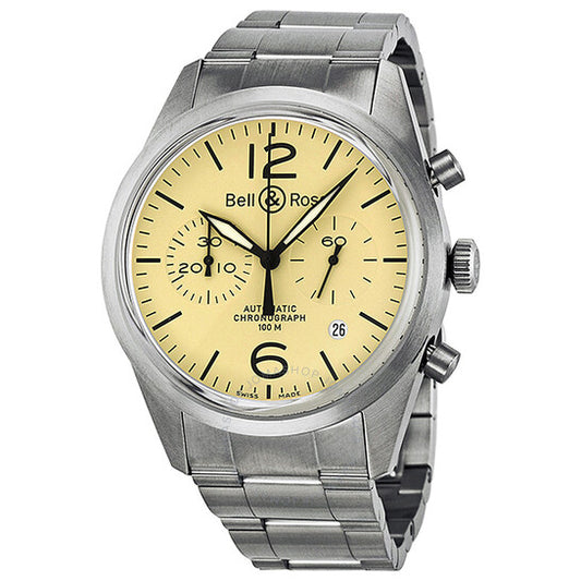 Bell And Ross, Original Automatic Chronograph Beige Dial Men's Watch BR126-BEI-ST-SS