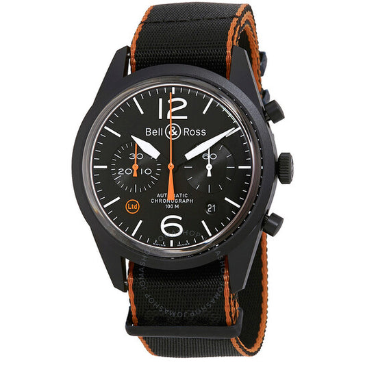 ساعة بيل آند روس للرجال، إصدار محدود، بمينا أسود عتيق، R126-CARBON ORA