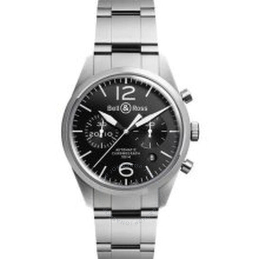 Bell And Ross, Vintage Officer Black Dial Automatic Men's Chronograph Watch