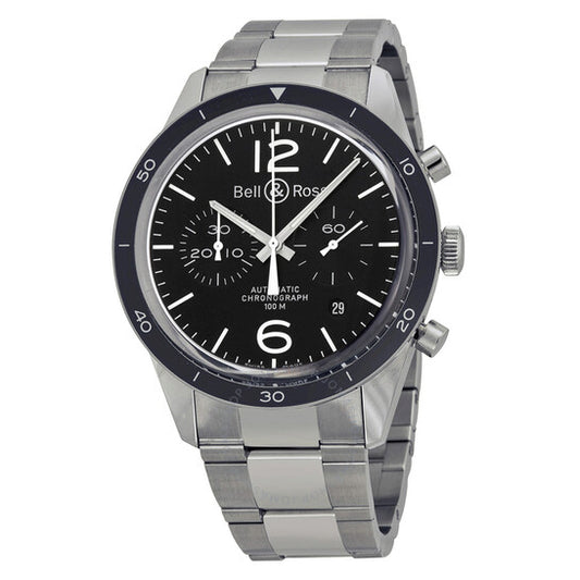 Bell And Ross, Vintage Sport Black Chronograph Dial Automatic Men's Watch BRV126-BL-BE-SST
