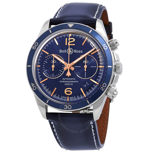 Bell And Ross, Vintage V2-94 Aeronavale Chronograph Automatic Blue Dial Men's Watch