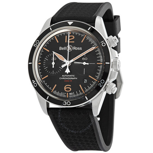 Bell And Ross, Vintage V2-94 Aeronavale Chronograph Automatic Black Dial Men's Watch