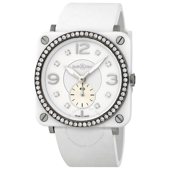 Bell And Ross, White Diamond Dial Ladies Ceramic Watch