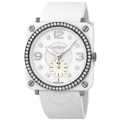 Bell And Ross, White Diamond Dial Ladies Ceramic Watch